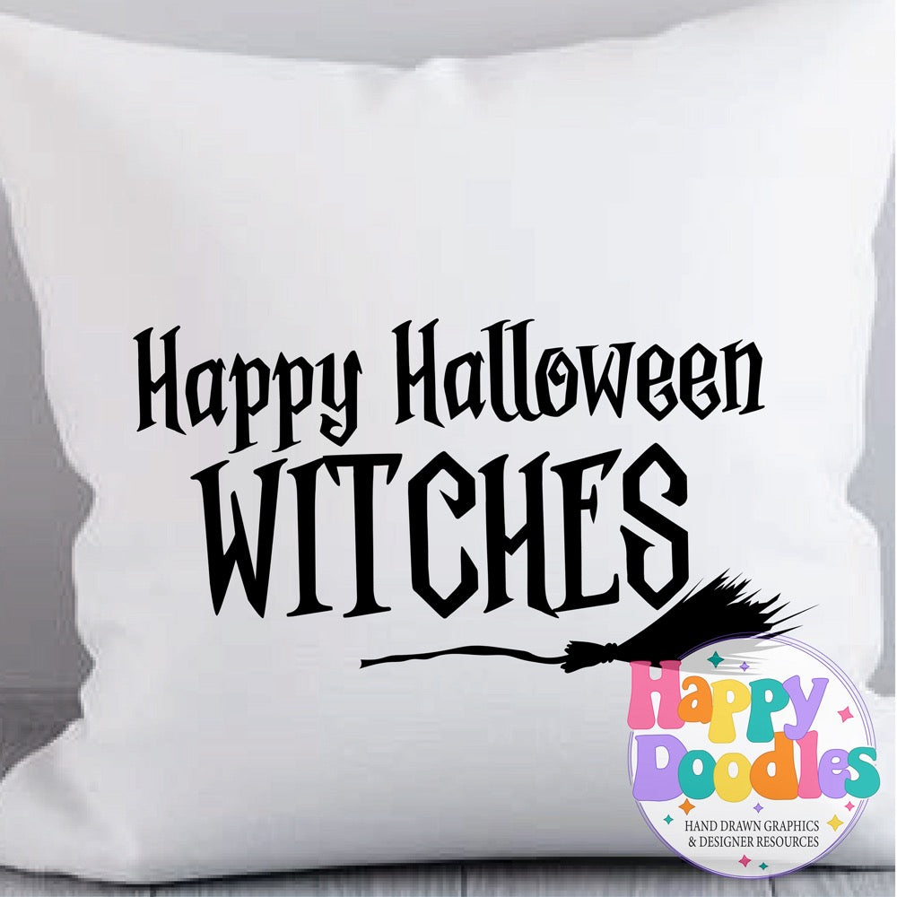 Halloween Sign Happy Halloween Witches SVG | Spooky Cute Sign Cut File for Cricut & Silhouette