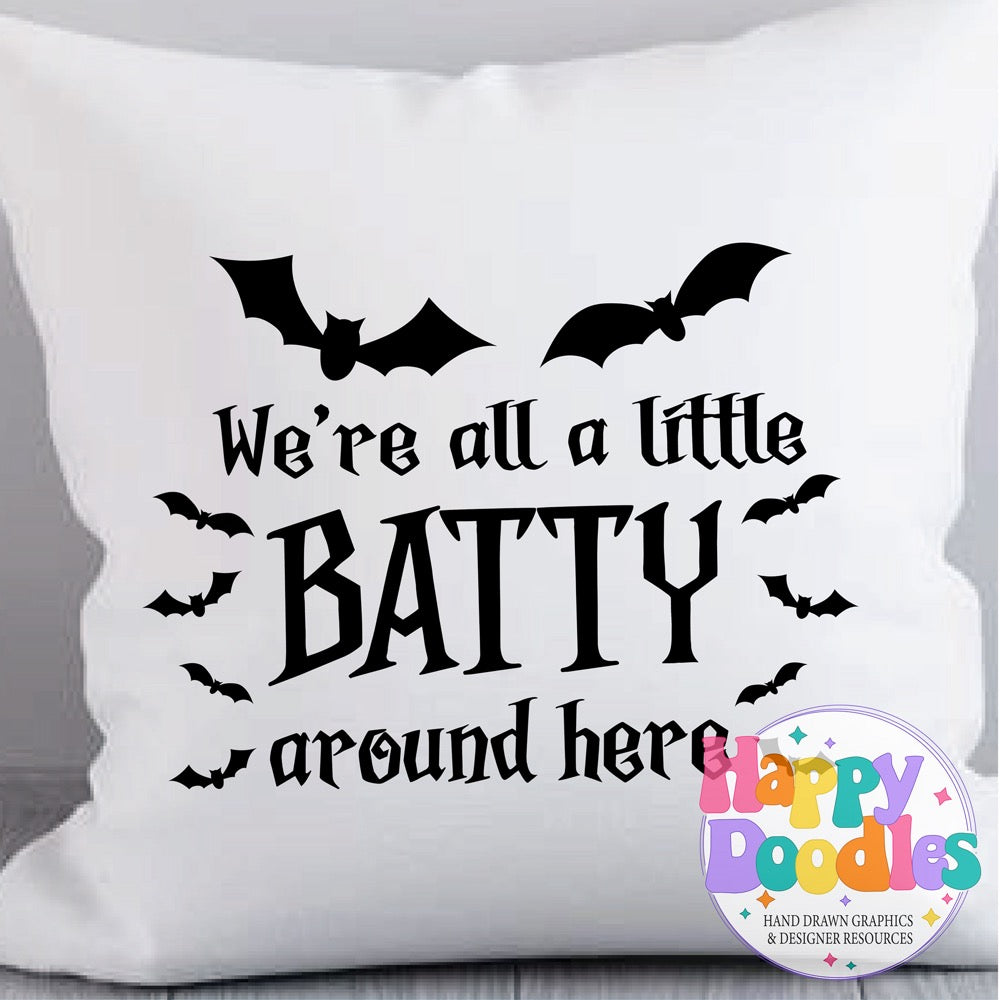 Halloween Sign Were All Batty SVG | Whimsical Porch/Wall Sign Design