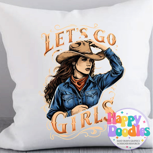 Lets Go Girls T-Shirt Printable PNG Download - Happy Doodles Designs