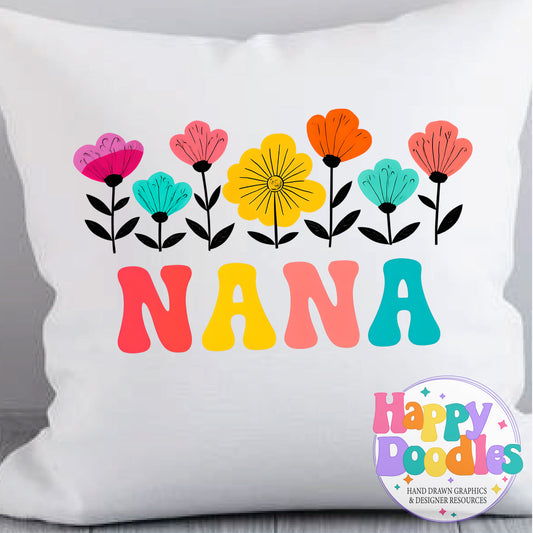 Nana Flowers Printable PNG for Sublimation & Crafts - Happy Doodles Designs