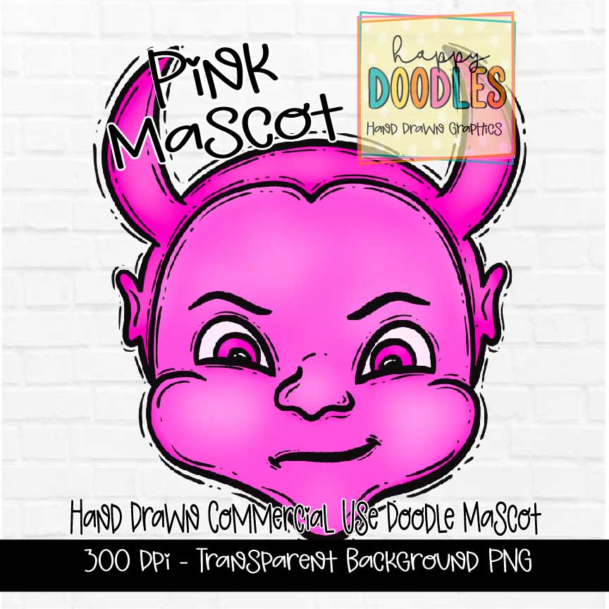 Pink Cute Devil Mascot Graphics 2023 - Happy Doodles Designs