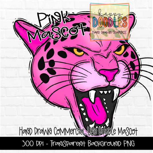 Pink Jaguar Mascot Graphics 2023 - Happy Doodles Designs