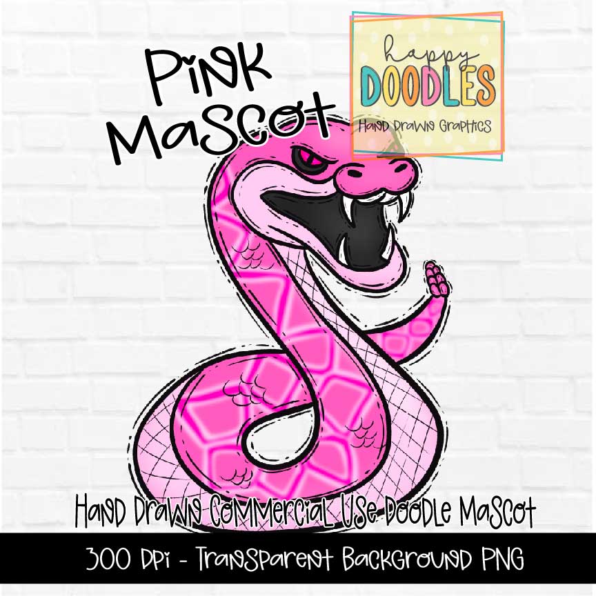 Pink Rattler Pattern Mascot Graphics 2023 - Happy Doodles Designs