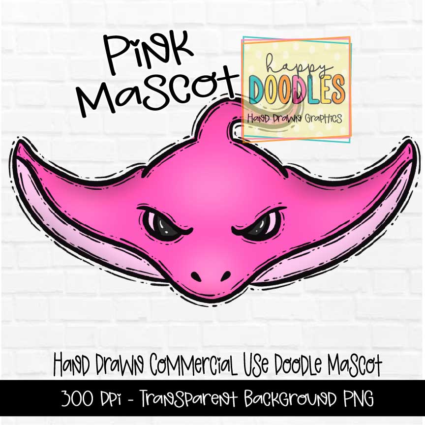 Pink Stingray Mascot Graphics 2023 - Happy Doodles Designs