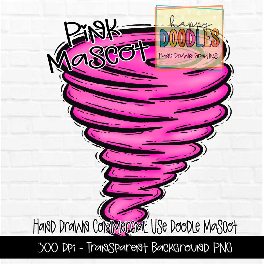 Pink Tornado Mascot Graphics 2023 - Happy Doodles Designs
