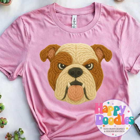Bulldog Yarn Mascot High Resolution PNG Clip Art - Happy Doodles Designs