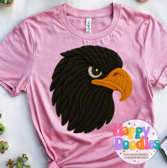 Black Hawk Yarn Mascot Printable Mascot PNG - Happy Doodles Designs