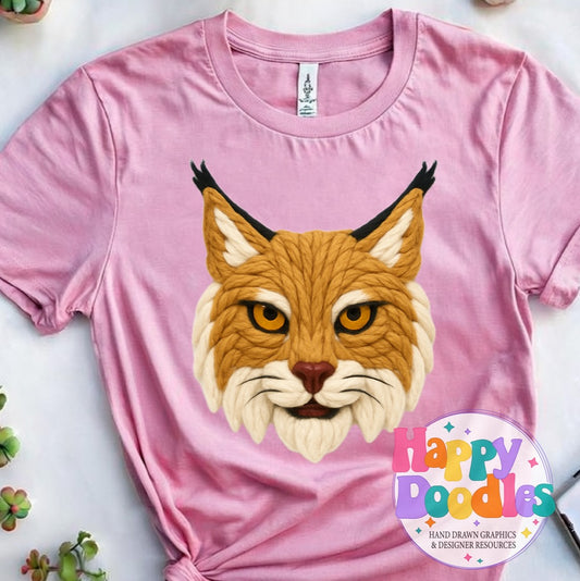 Bobcat Yarn Mascot Printable PNG Clipart - Happy Doodles Designs