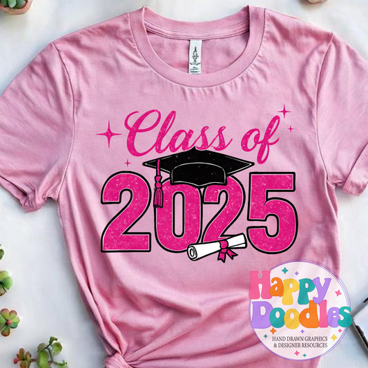 Class of 2025 Printable PNG T-Shirt Design - Happy Doodles Designs