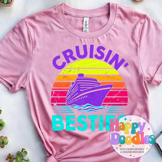 Cruisin Besties Printable PNG for Sublimation & Crafts - Happy Doodles Designs