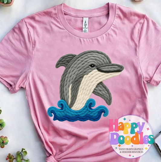 Dolphin Yarn Mascot Printable Mascot PNG - Happy Doodles Designs
