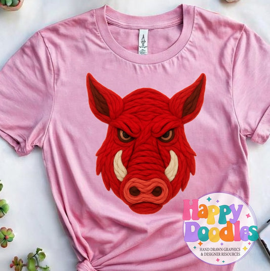 Hog Yarn Mascot Printable PNG Clipart - Happy Doodles Designs