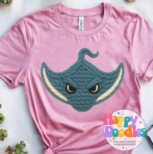 Stingray Yarn Mascot High Resolution PNG Clip Art - Happy Doodles Designs