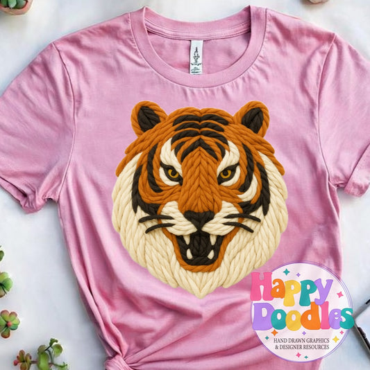 Tiger Yarn Mascot Printable Mascot PNG - Happy Doodles Designs