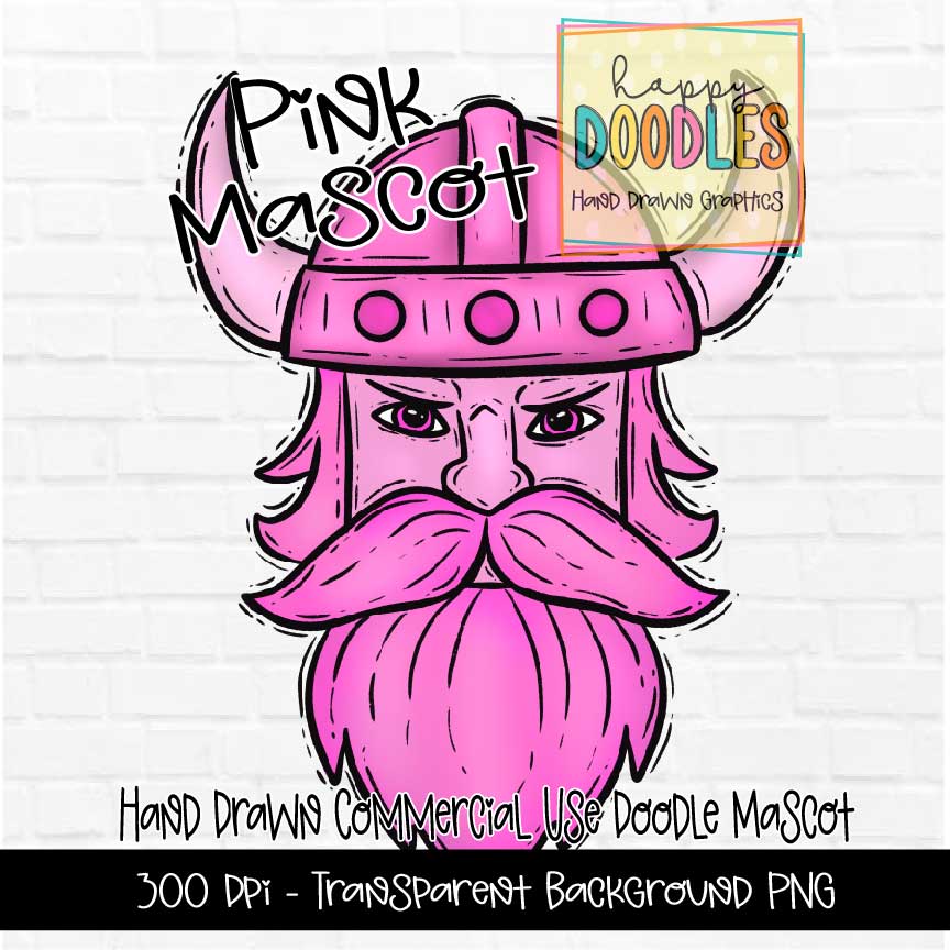 Pink Viking Mascot Graphics 2023 - Happy Doodles Designs