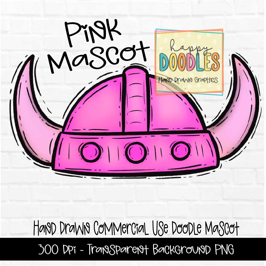 Pink Viking Hat Mascot Graphics 2023 - Happy Doodles Designs