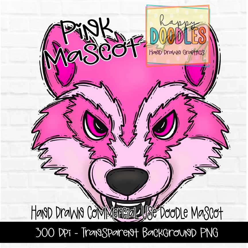 Pink Wolverine Mascot Graphics 2023 - Happy Doodles Designs