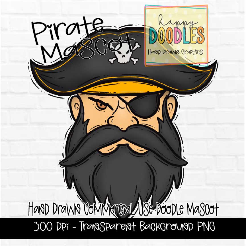 Pirate Mascot Graphics 2023 - Happy Doodles Designs