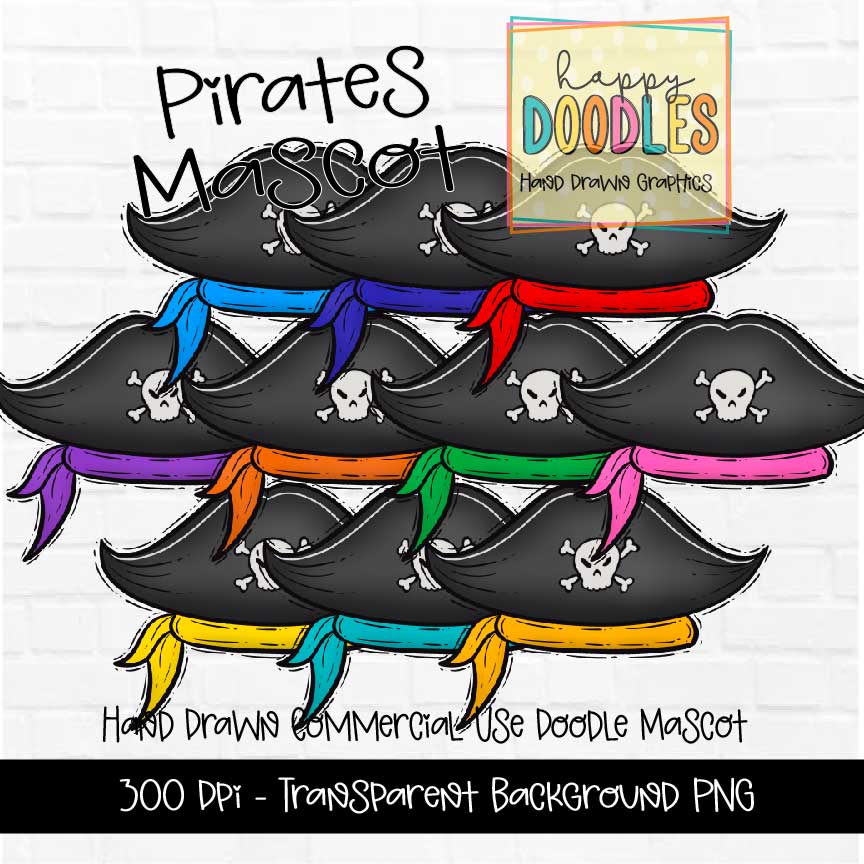 Pirate Hat Mascot Graphics 2023 - Happy Doodles Designs