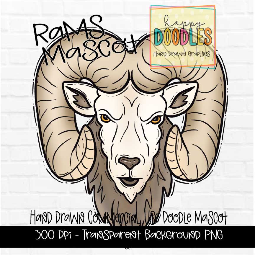 Ram Mascot Graphics 2023 - Happy Doodles Designs