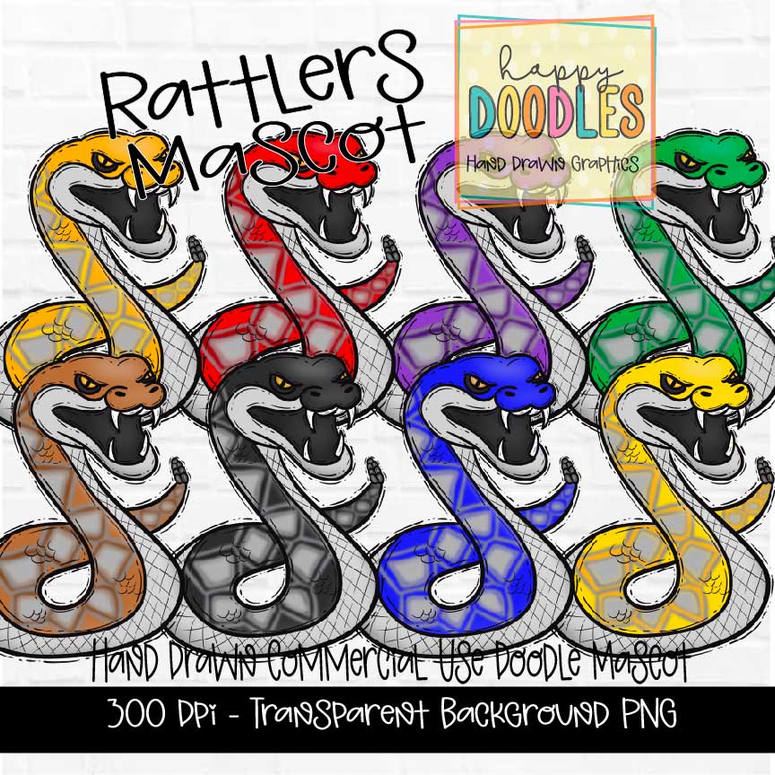 Rattlers Pattern Mascot Graphics 2023 - Happy Doodles Designs