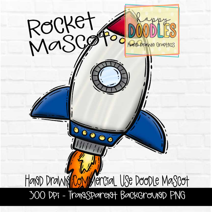 Rocket Mascot Graphics 2023 - Happy Doodles Designs