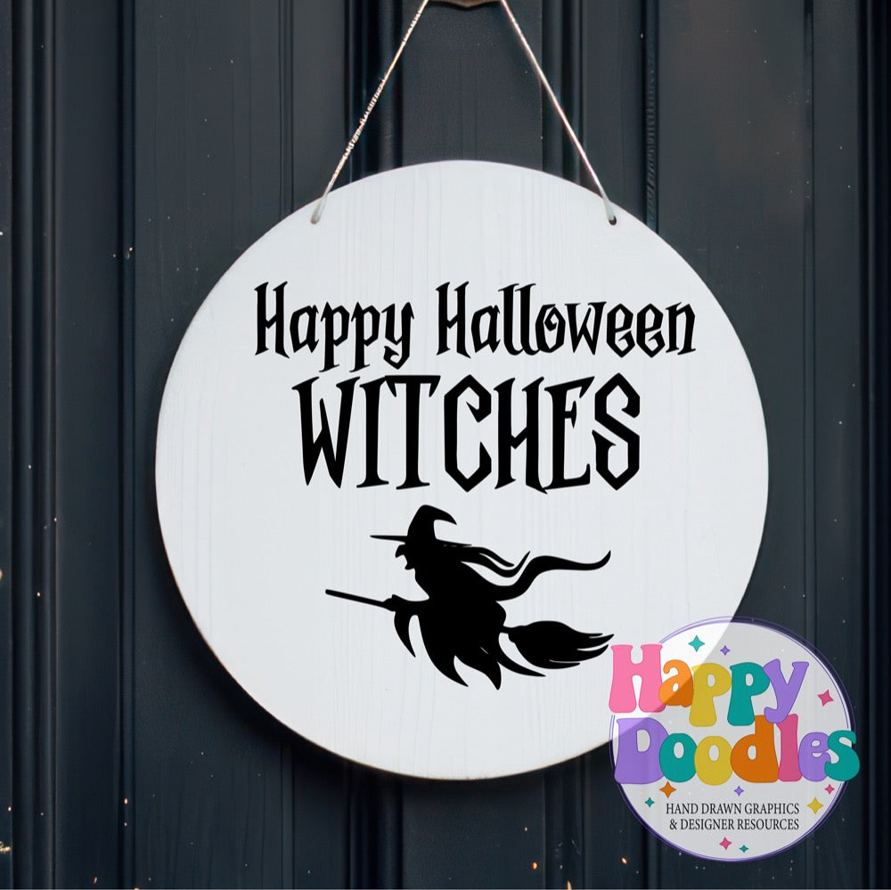 Halloween Sign Happy Halloween Witches Broom SVG | Festive Door Sign SVG for Crafts