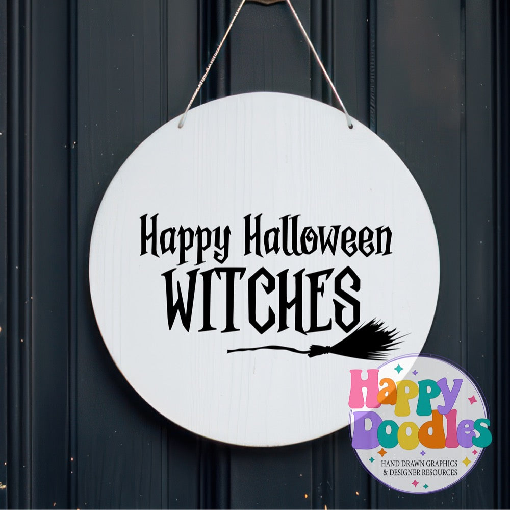 Halloween Sign Happy Halloween Witches SVG | Spooky Cute Sign Cut File for Cricut & Silhouette