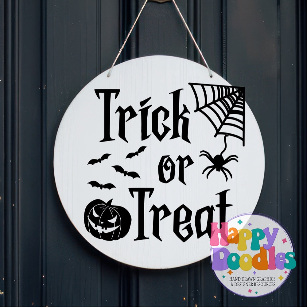 Halloween Sign Trick or Treat SVG | Whimsical Porch/Wall Sign Design