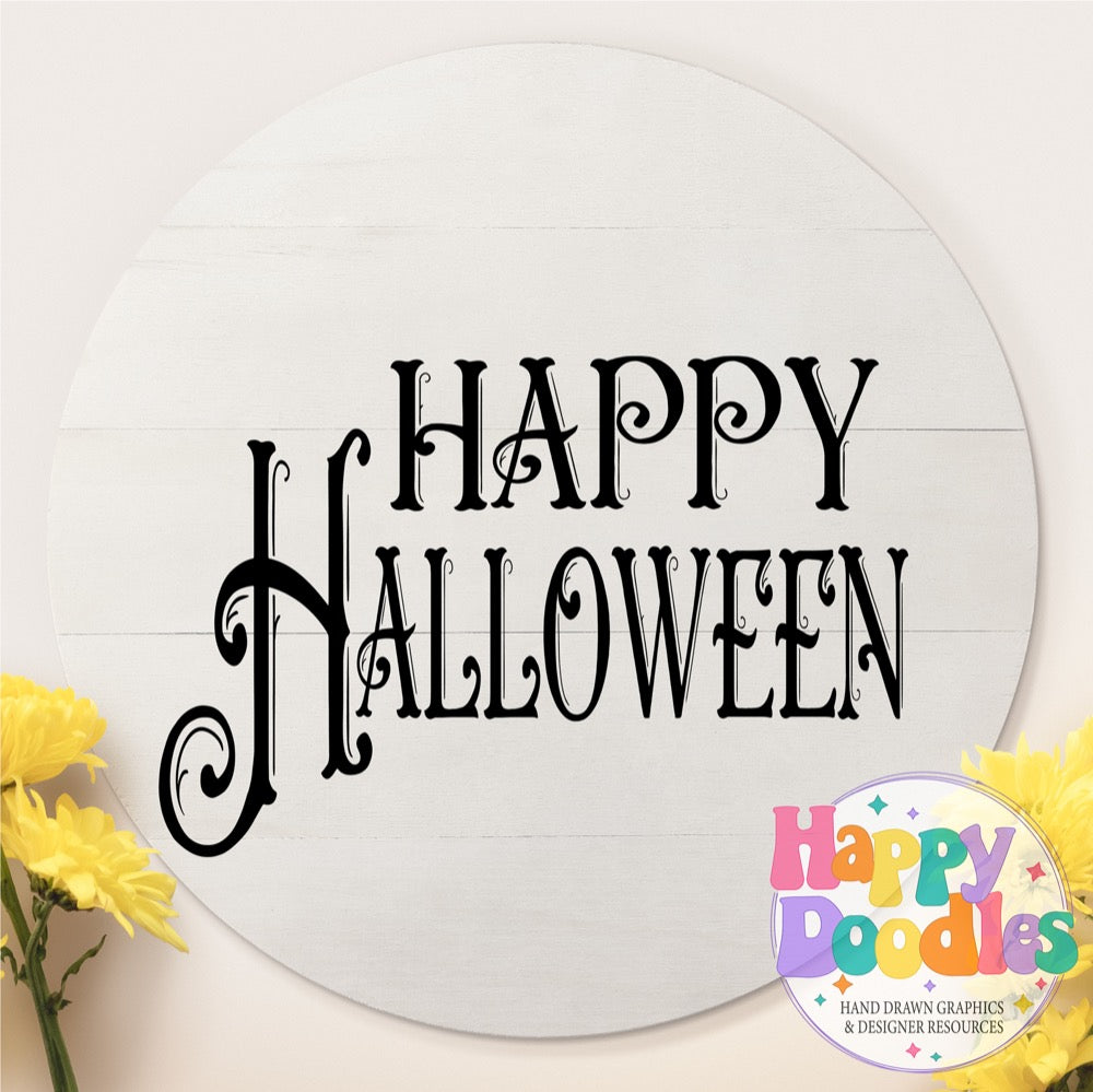 Halloween Sign Happy Halloween SVG | Festive Door Sign SVG for Crafts