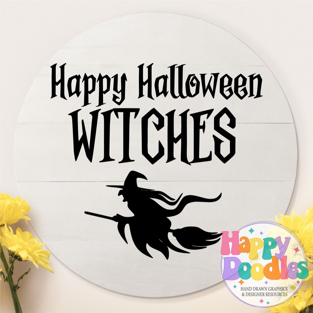 Halloween Sign Happy Halloween Witches Broom SVG | Festive Door Sign SVG for Crafts