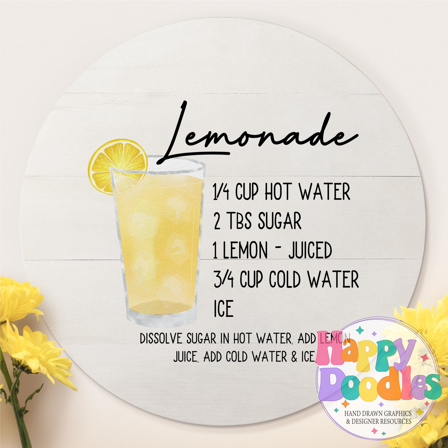 Lemonade Recipe Recipe Printable PNG - Happy Doodles Designs