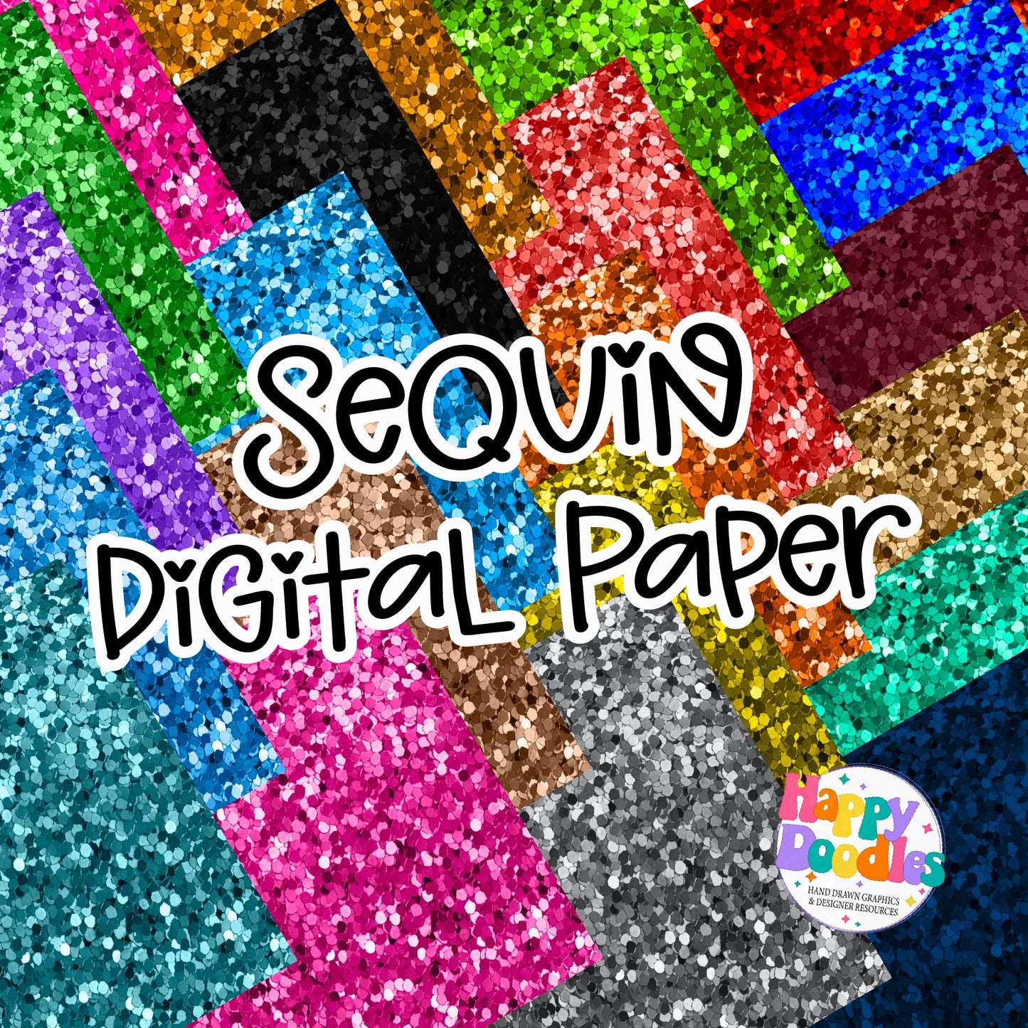 Realistic Sequin Digital Paper Pack | Glitter Sequin Backgrounds - Happy Doodles Designs