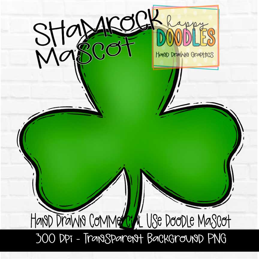 Shamrock Mascot Graphics 2023 - Happy Doodles Designs