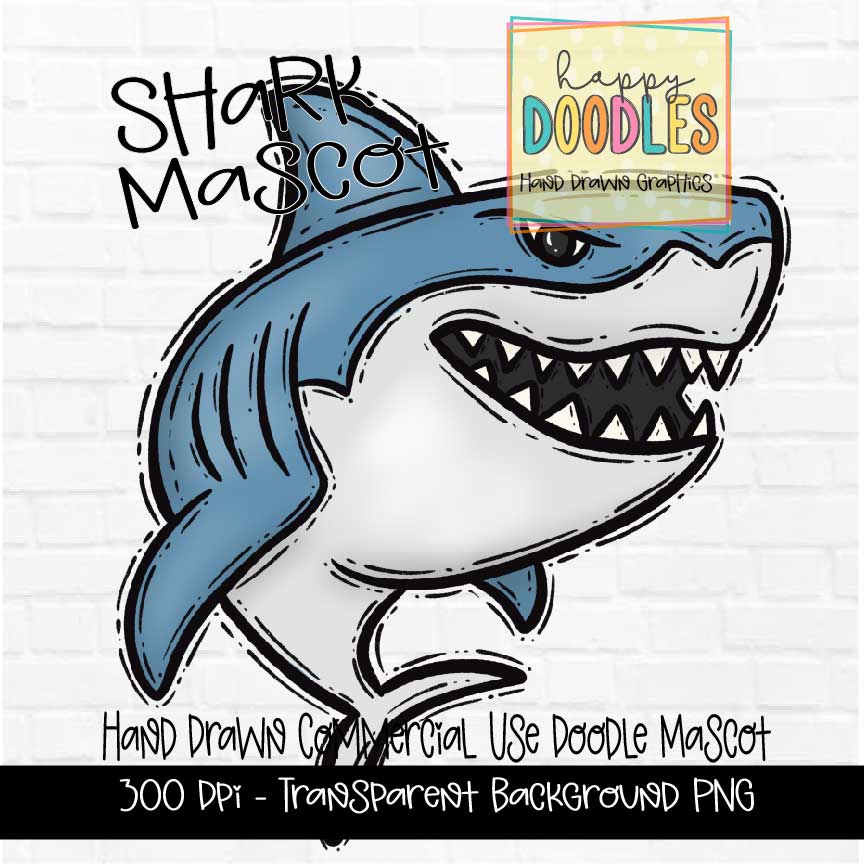 Shark Mascot Graphics 2023 - Happy Doodles Designs