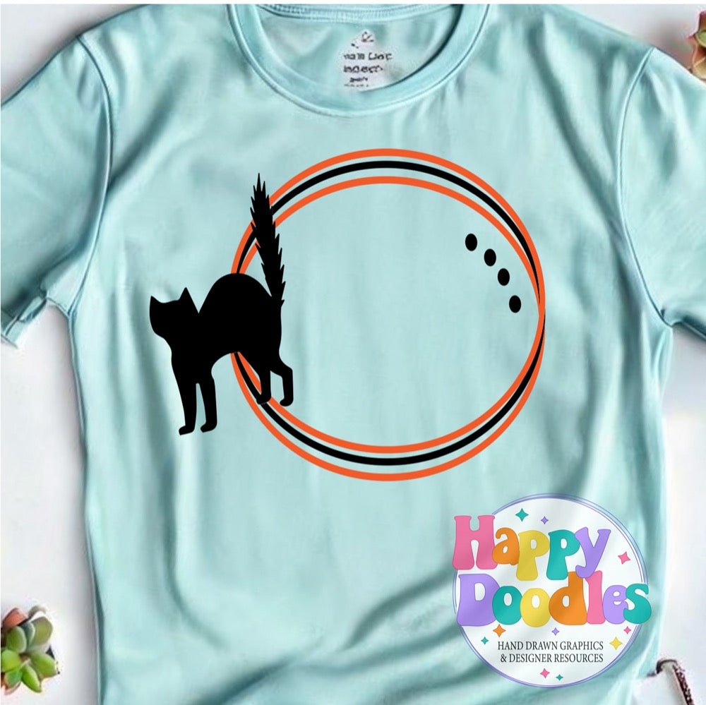 Black Cat Monogram Frame SVG | Seasonal Monogram Frame for Cricut & Silhouette