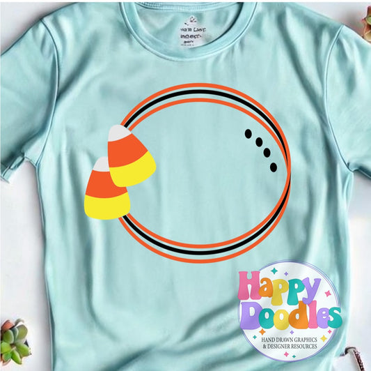 Candy Corn Monogram Frame SVG | Festive Monogram Frame Design - Happy Doodles Designs
