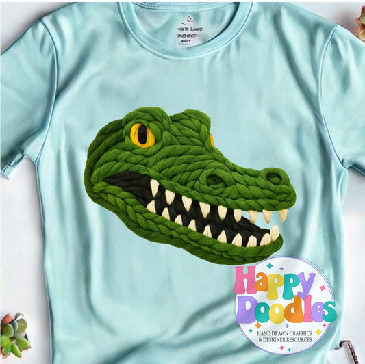 Gator Yarn Mascot Printable PNG Download - Happy Doodles Designs