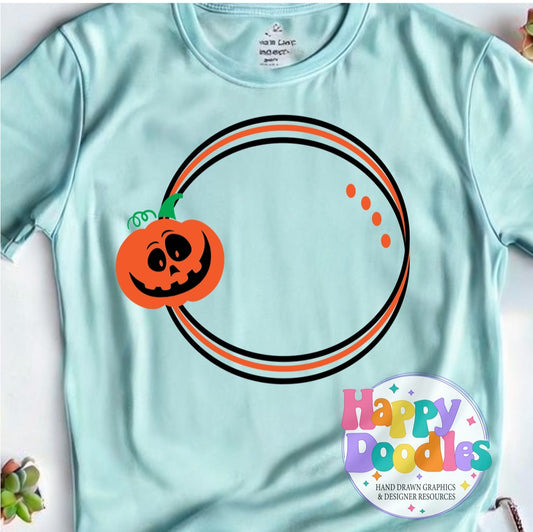 Jackolantern2 Monogram Frame SVG | Festive Monogram Frame Design - Happy Doodles Designs
