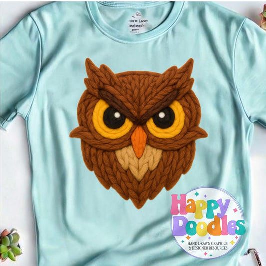 Owl Yarn Mascot Printable PNG Download - Happy Doodles Designs
