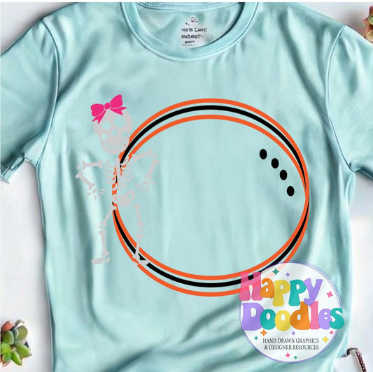 Skeleton Girl Monogram Frame SVG | Seasonal Monogram Frame for Cricut & Silhouette - Happy Doodles Designs