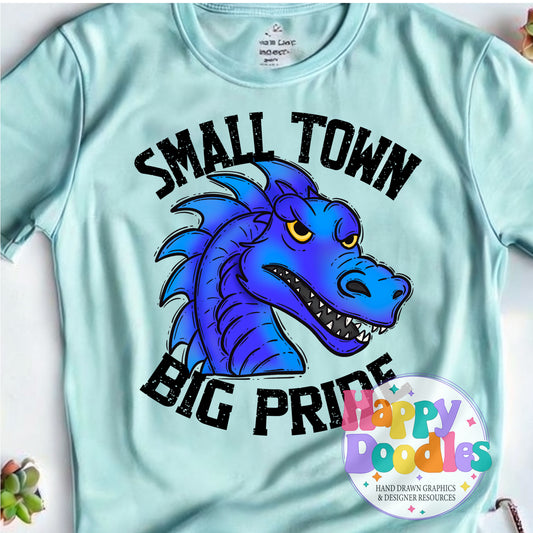 Small Town Big Pride Blue Dragons DIY Printable PNG - Happy Doodles Designs