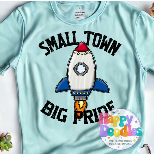 Small Town Big Pride Rockets Printable PNG Design - Happy Doodles Designs