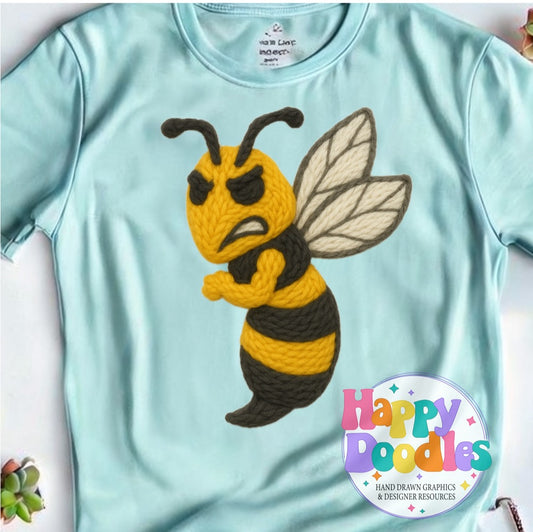 Yellow Jacket Hornet Yarn Mascot Printable PNG Clipart - Happy Doodles Designs