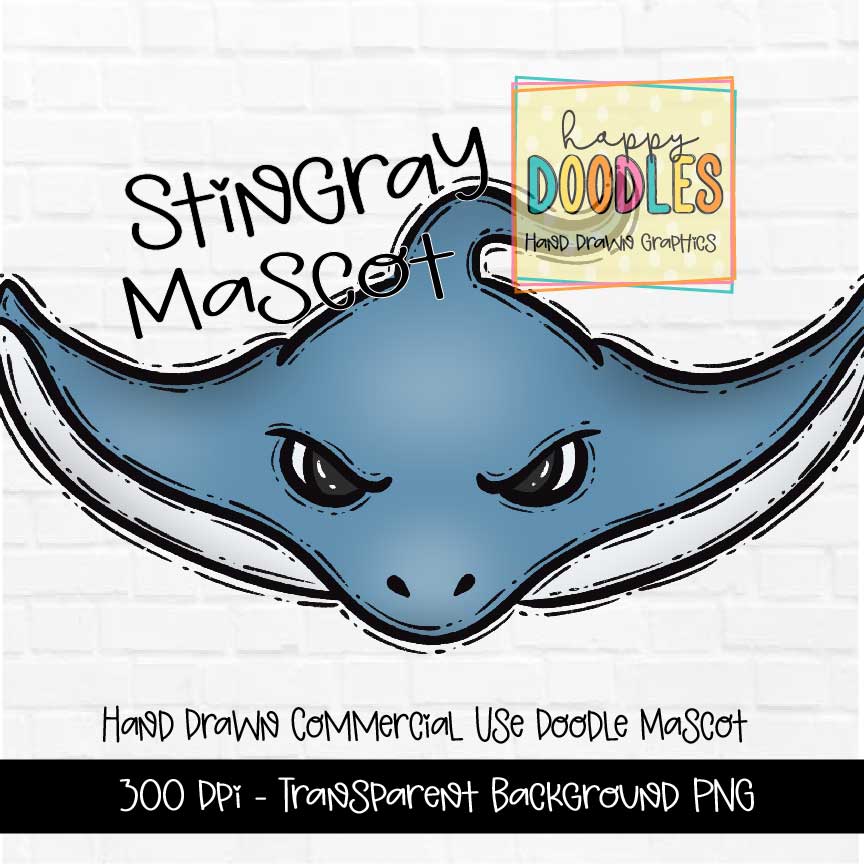 Stingray Mascot Graphics 2023 - Happy Doodles Designs