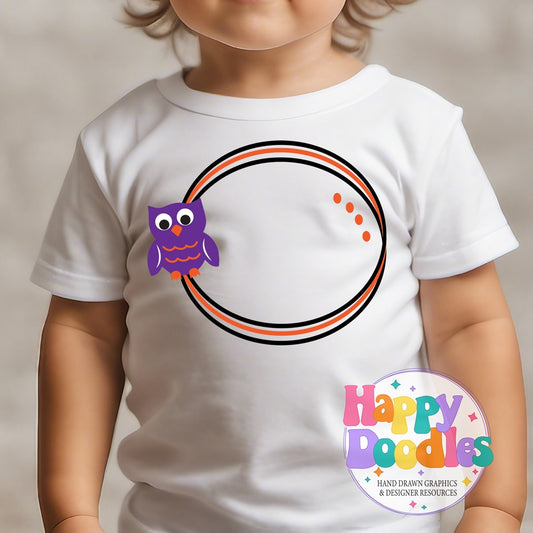 Owl Monogram Frame SVG | Festive Monogram Frame Design - Happy Doodles Designs