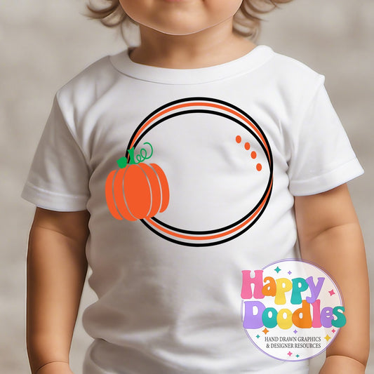 Pumpkin Monogram Frame SVG | Whimsical Monogram Frame Cut File - Happy Doodles Designs