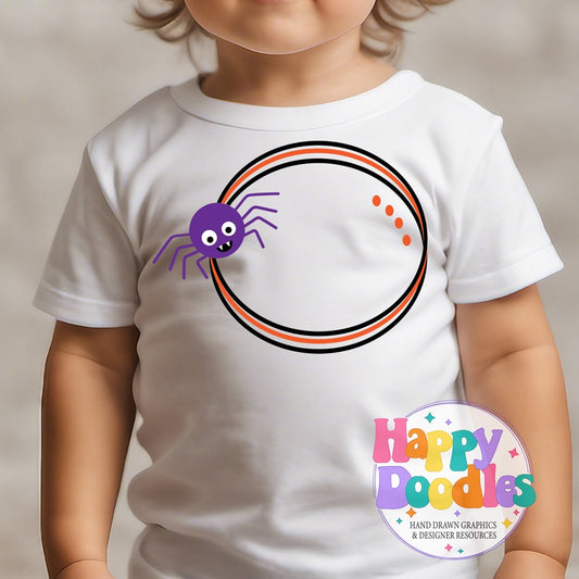 Spider Monogram Frame SVG | Whimsical Monogram Frame Cut File - Happy Doodles Designs