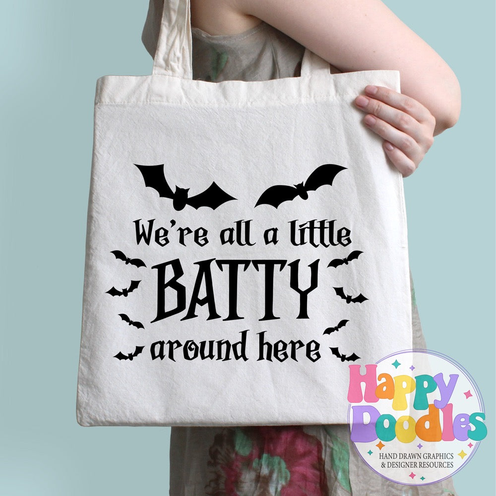 Halloween Sign Were All Batty SVG | Whimsical Porch/Wall Sign Design