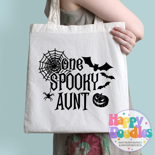 One Spooky Aunt SVG | Cute Halloween Family SVG for Crafts - Happy Doodles Designs